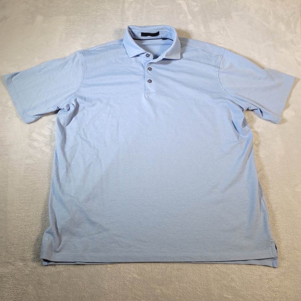 Greyson Polo Shirt Mens L Blue Brrr Technology Stretch Short Sleeve Minimalist